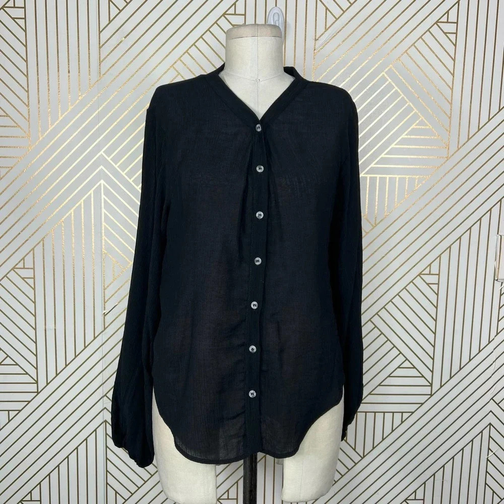The Range Vapor‎ Voile Button Down Shirt Black Size US XS